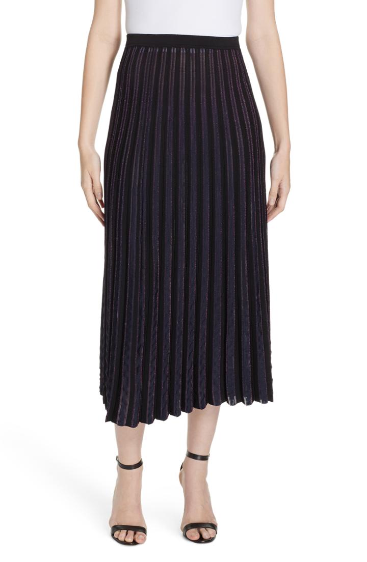 Women's Dvf Klara Pleat Midi Skirt - Black