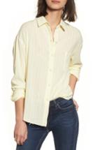 Women's Socialite Raw Hem Shirt - Yellow