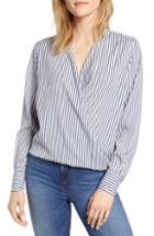 Women's Bishop + Young Stripe Crossover Blouse - Grey