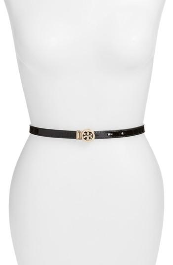 Women's Tory Burch Reversible Leather Belt - Black/ Black