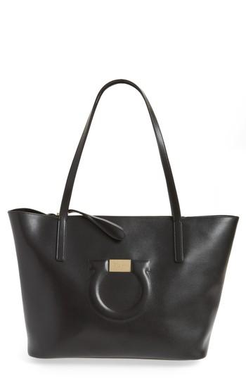 Salvatore Ferragamo Quilted Gancio Leather Tote - Black