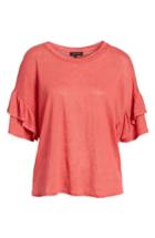 Women's 1.state Ruffle Linen Tee, Size - Coral