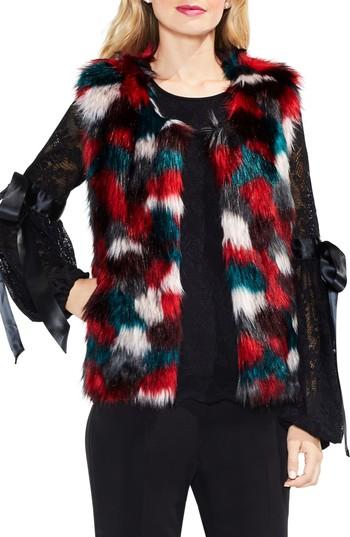 Women's Vince Camuto Multicolor Faux Fur Vest - Red