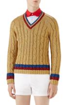 Men's Gucci Cable Knit V-neck Sweater