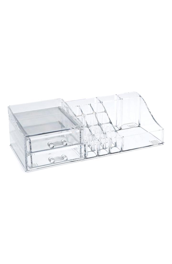 Pure Aura 2-tier Acrylic Brush & Makeup Organizer, Size - Clear