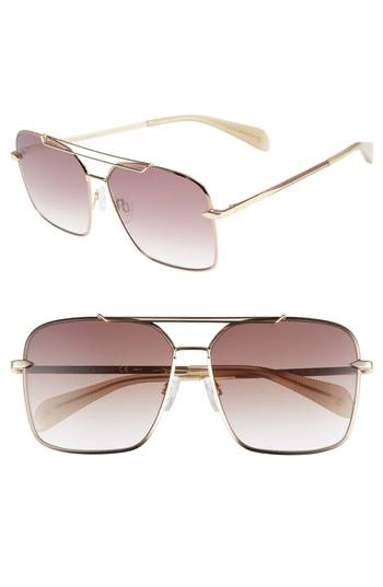 Women's Rag & Bone 61mm Gradient Metal Aviator - Gold/ Brown