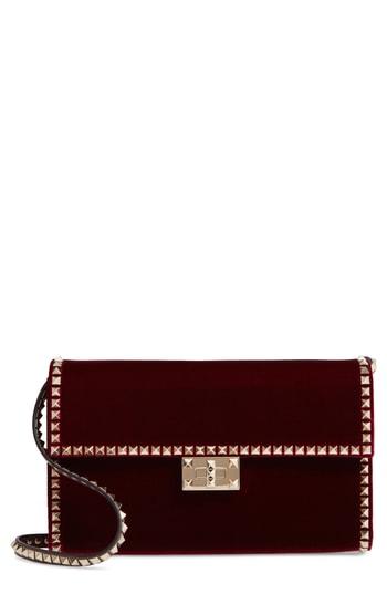 Valentino Garavani Rockstud No Limit Velvet Shoulder Bag - Red