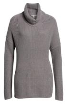 Women's Halogen Oversized Turtleneck Tunic Sweater, Size - Grey