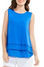 Women's Vince Camuto Tiered Mixed Media Top, Size - Blue