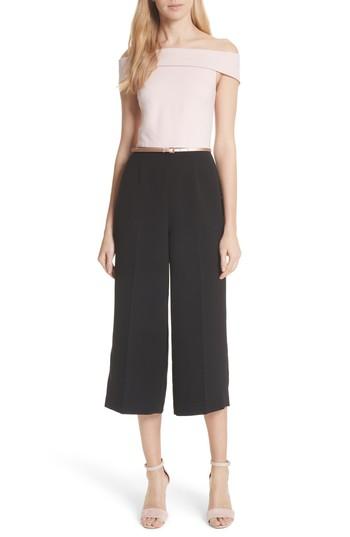 Women's Ted Baker London Off The Shoulder Crop Jumpsuit - Black