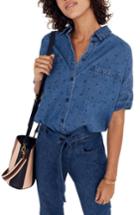 Women's Madewell Courier Dobby Dot Shirt, Size - Blue
