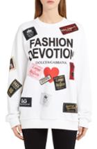Women's Dolce & Gabbana Fashion Devotion Tag Patch Sweatshirt Us / 38 It - White