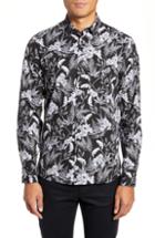 Men's Ted Baker London Slim Fit Floral Print Sport Shirt (s) - Black