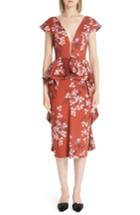 Women's Johanna Ortiz Peplum Silk Dress - Red