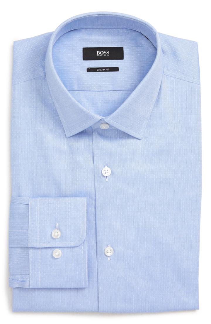 Men's Boss Marley Trim Fit Dot Dress Shirt .5l - Blue