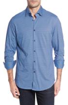 Men's Stone Rose Slim Fit Geo Knit Sport Shirt (m) - Blue