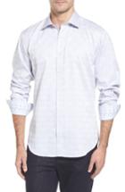 Men's Bugatchi Classic Fit Check Jacquard Sport Shirt, Size - Metallic