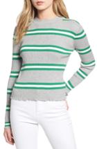 Women's Bp. Lettuce Edge Stripe Sweater, Size - Grey