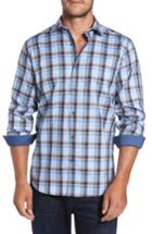 Men's Bugatchi Classic Fit Dobby Check Sport Shirt - Blue