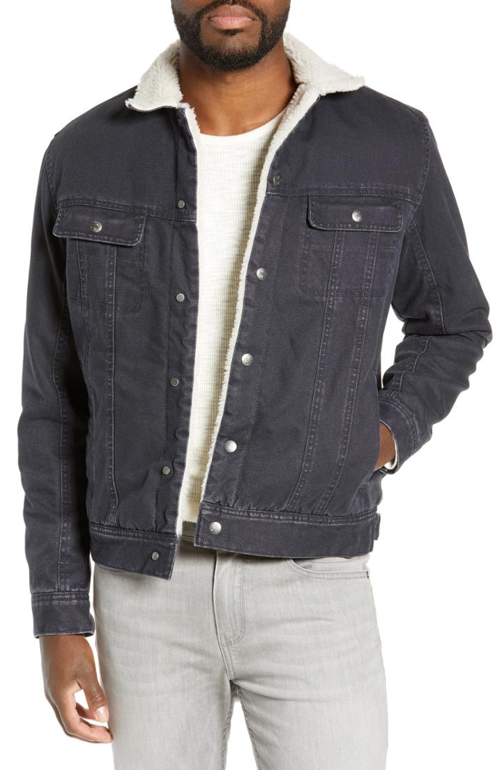 Men's Faherty Stormrider Fleece Lined Denim Jacket - Blue