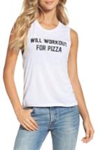 Women's Private Party Will Workout For Pizza Tank - White
