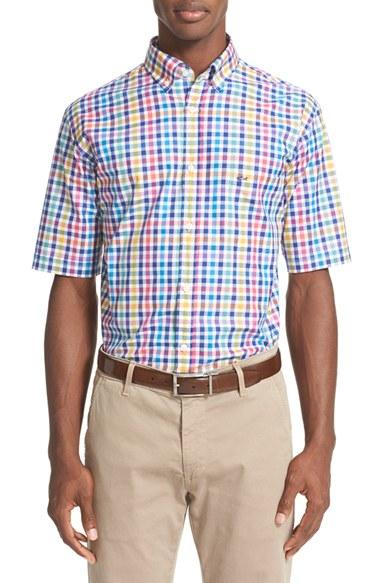 Men's Paul & Shark Fit Plaid Short Sleeve Sport Shirt
