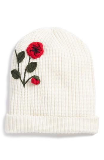 Women's Kate Spade New York Crochet Poppy Beanie - White