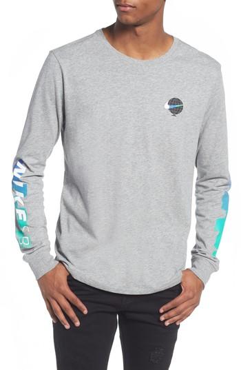 Men's Nike Sb Globe Graphic Long Sleeve T-shirt - Grey