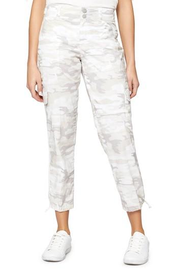 Petite Women's Sanctuary Terrain Linen Crop Cargo Pants P - White