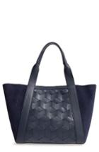 Welden Large Traverse Calfskin Leather & Suede Tote - Blue