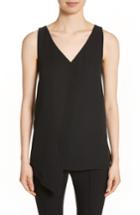 Women's St. John Collection Silk Satin Drape Top, Size - Black