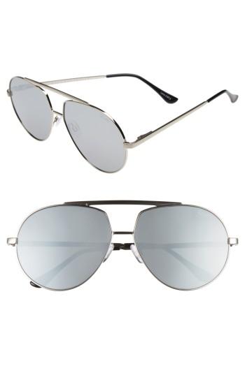 Men's Quay Australia Blaze 68mm Aviator Sunglasses - Silver/ Silver