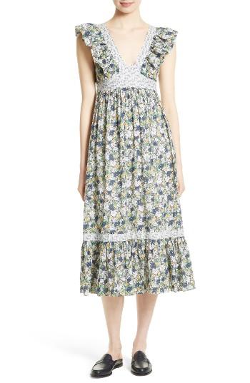 Women's La Vie Rebecca Taylor Suzette Floral Midi Dress - Blue