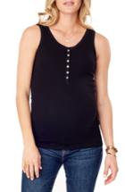 Women's Ingrid & Isabel Ribbed Maternity/nursing Henley Tank - Black