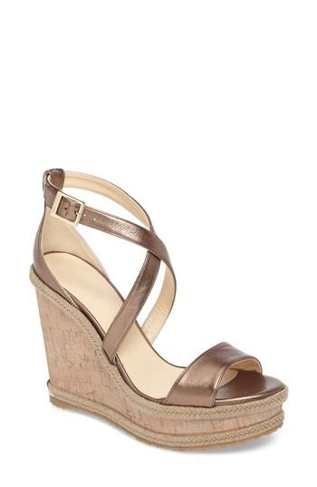 Women's Jimmy Choo Portia Platform Wedge Us / 39eu - Metallic