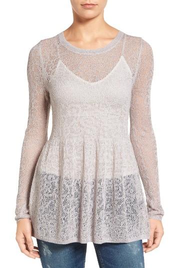 Women's Hinge Pointelle Pullover - Purple