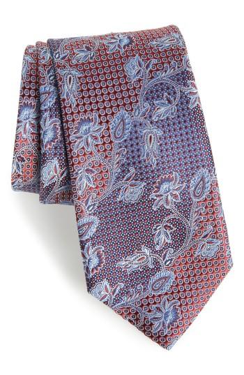 Men's Nordstrom Men's Shop Demarco Floral Silk Tie, Size - Burgundy