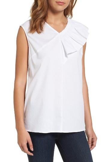 Women's Halogen Gathered Ruffle Top - White