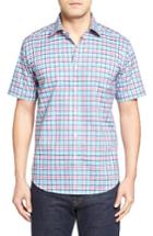 Men's Bugatchi Shaped Fit Check Short Sleeve Sport Shirt