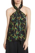 Women's A.l.c. Leda Palm Jacquard Silk Halter Top - Black