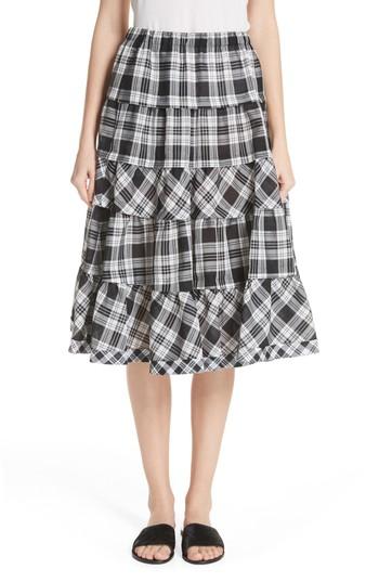 Women's Tricot Comme Des Garcons Tiered Plaid Skirt, Size - White