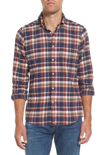 Men's Barbour Blake Plaid Sport Shirt, Size - Red