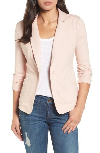 Petite Women's Caslon Knit One-button Blazer, Size P - Pink