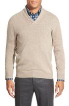 Men's Nordstrom Men's Shop Shawl Collar Cashmere Pullover, Size - Brown