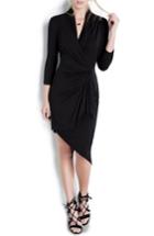 Women's Karen Kane Asymmetrical Cascade Faux Wrap Dress - Black