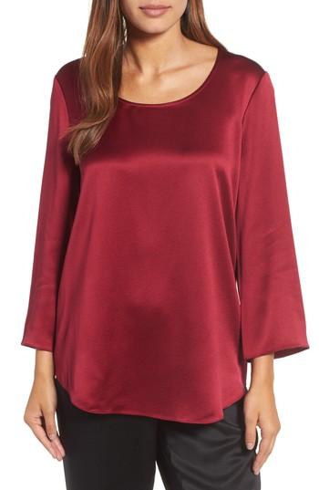 Women's Eileen Fisher U-neck Silk Top - Red