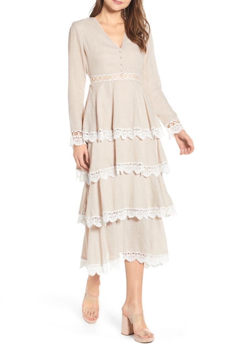 Women's Endless Rose Tiered Dobby Midi Dress - Pink