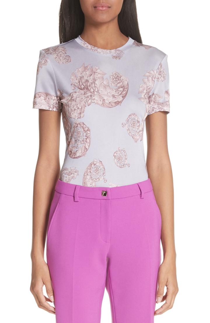 Women's Versace Collection Scrolling Foliage Tee Us / 40 It - Pink