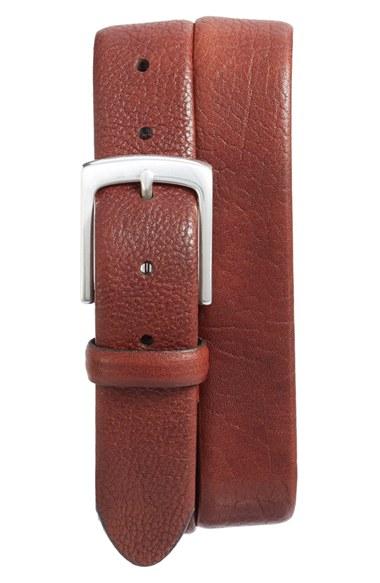 Men's Bosca Tubular Leather Belt - Dark Brown
