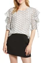 Women's 1.state Flower Etching Ruffle Sleeve Top, Size - White